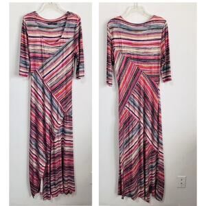 Peruvian Connection Stretch Knit Maxi Dress‎ M Monserrato 3/4 Sleeve Pullover